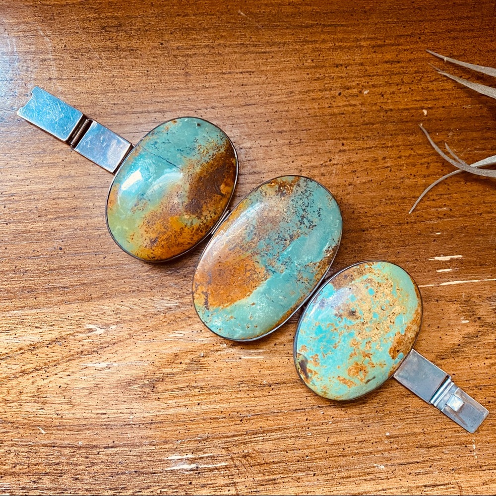 Xtra Large Genuine Turquoise Sterling Bracelet - Picture 3 of 8